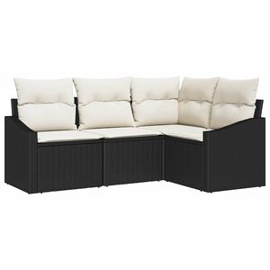 vidaXL Gartensofa-set 4 stk. Schwarz und Wei&szlig; Poly-Rattan