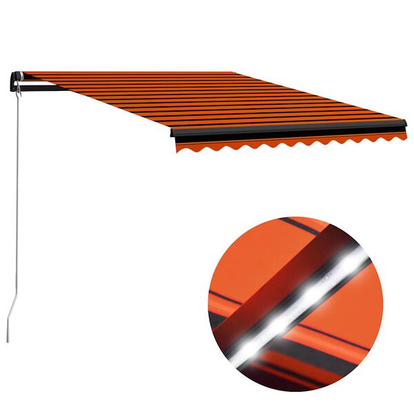 vidaXL Markise Manuell Einziehbar mit LED 300x250 cm Orange & Braun