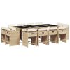 vidaXL 13-tlg. Garten-Essgruppe mit Kissen Beige Poly Rattan