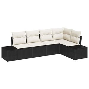 vidaXL Gartensofa-set mit Speicher 5 pcs Schwarz und Creme Poly-Rattan