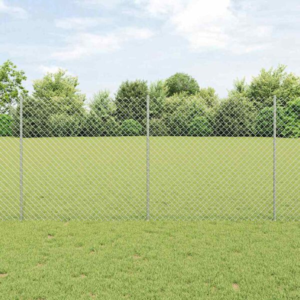 vidaXL Zaun mit Pfosten Silber 1,2 x 10 m Stahl
