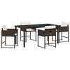 vidaXL Garten Essgruppe mit Kissen 5 pcs Braun Poly-Rattan