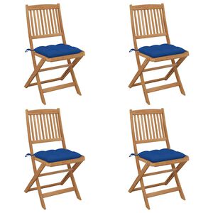 vidaXL Klappbare Gartenst&uuml;hle 4 Stk. mit Kissen Massivholz Akazie