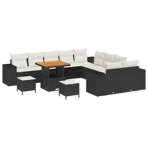 vidaXL Gartensofa-set mit Kissen 13 pcs Schwarz Poly-Rattan