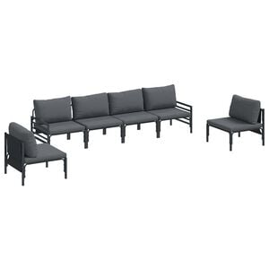 vidaXL Gartensofa-set mit Kissen 6 pcs Schwarz Stahl