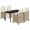 vidaXL 5-tlg. Garten-Essgruppe mit Kissen Beige Poly Rattan