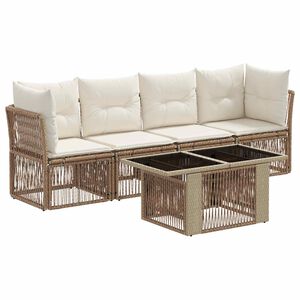 vidaXL Gartensofa-set 5 stk. Beige Poly-Rattan