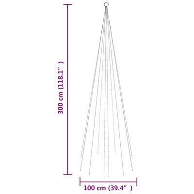 vidaXL LED-Weihnachtsbaum für Fahnenmast Warmweiß 310 LEDs 300 cm
