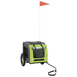 vidaXL Fahrradanh&auml;nger Hunde Gr&uuml;n und Grau Oxford-Gewebe und Eisen