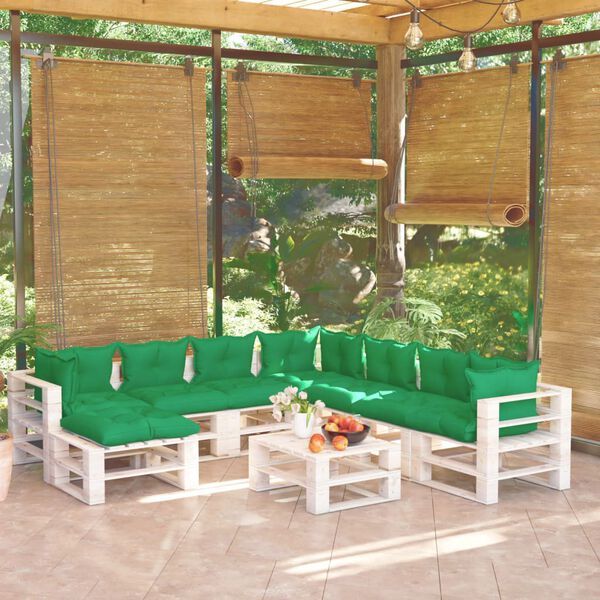 vidaXL 9-tlg. Garten-Lounge-Set aus Paletten mit Kissen Kiefernholz