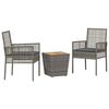 vidaXL Garten Bistro Set 3 stk. Grau Poly-Rattan