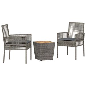 vidaXL Garten Bistro Set 3 stk. Grau Poly-Rattan