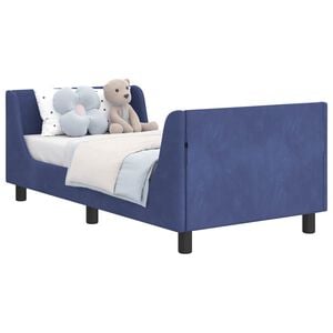 vidaXL Kinderbettgestell mit Kopfteil Polizeiblau 80 x 160 cm Samt