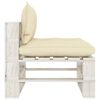 vidaXL Garten-Paletten-Mittelsofa mit Kissen in Creme Holz