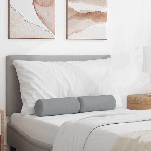 vidaXL Bolsterkissen 2 St&uuml;ck Hellgrau &Oslash; 15 x 40 cm Stoff