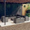 vidaXL 14-tlg. Garten-Lounge-Set mit Kissen Grau Poly Rattan