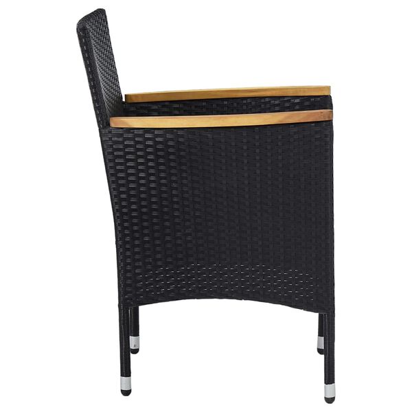 vidaXL Garten-Essstühle 2 Stk. Poly Rattan Schwarz