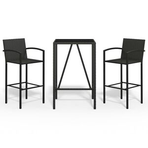 vidaXL 3-tlg. Gartenbar-Set Schwarz Poly Rattan