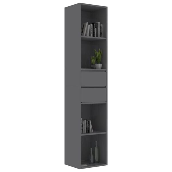 vidaXL B&uuml;cherregal Hochglanz-Grau 36x30x171 cm Holzwerkstoff