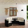vidaXL 7-tlg. Garten-Sofagarnitur mit Auflagen Poly Rattan Schwarz