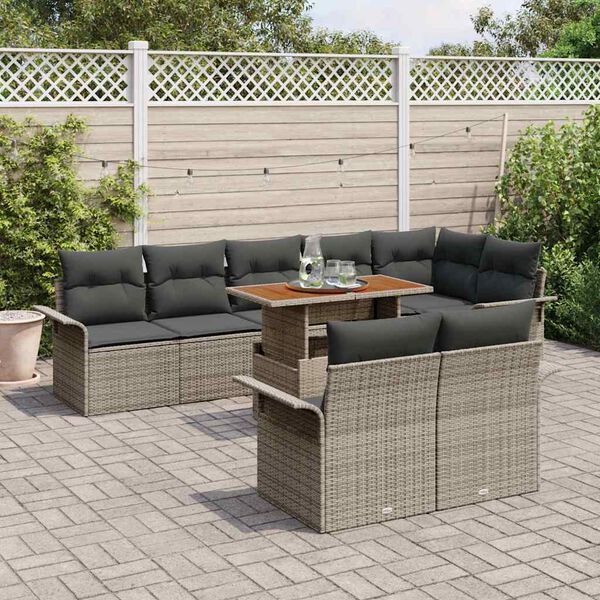vidaXL Garten-Sofa-Set mit Kissen 9 pcs Grau