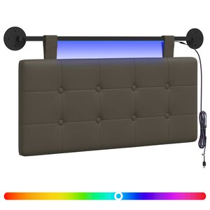 vidaXL H&auml;ngendes Kopfteil Mit LED Licht Grau Kunstleder