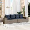 vidaXL 4-teiliges Gartensofa-Set mit Kissen, grau, Polyrattan