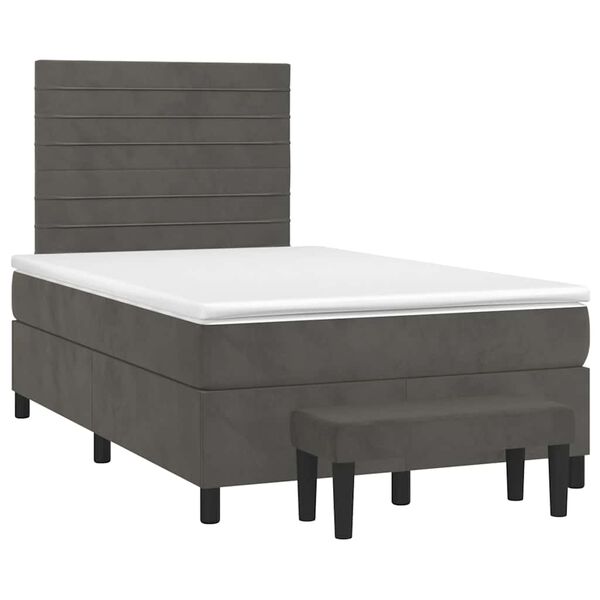 vidaXL Boxspringbett mit Matratze Dunkelgrau 120x190 cm Samt