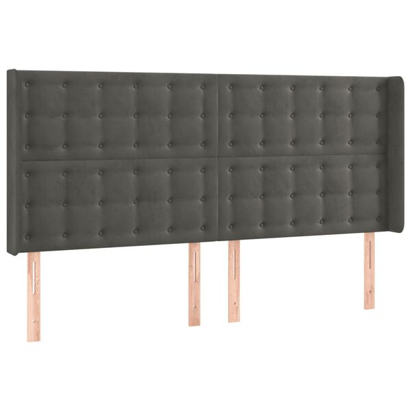 vidaXL Kopfteil mit Ohren Dunkelgrau 163x16x118/128 cm Samt