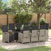 vidaXL Garten Essgruppe mit Kissen 9 pcs Hellgrau Poly-Rattan