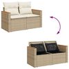 vidaXL 11-tlg. Garten-Sofagarnitur mit Kissen Beige Poly Rattan Akazie