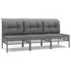 vidaXL 3-tlg. Garten-Lounge-Set mit Kissen Grau Poly Rattan