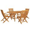 vidaXL 5-tlg. Garten-Essgruppe Massivholz Teak