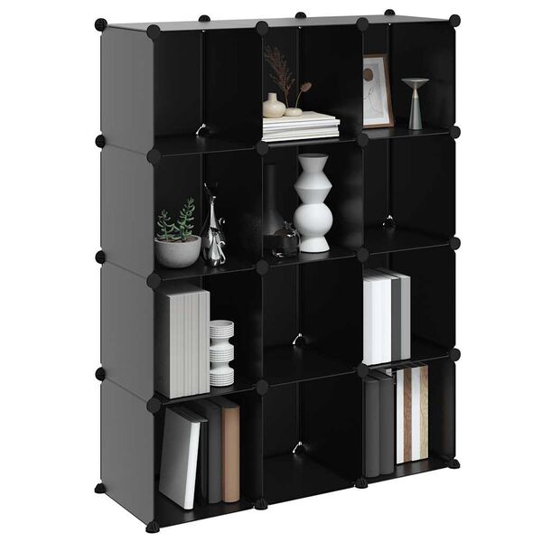 vidaXL Regalsystem mit 12 W&uuml;rfeln Schwarz PP