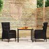 vidaXL 3-tlg. Garten-Essgruppe Poly Rattan Schwarz