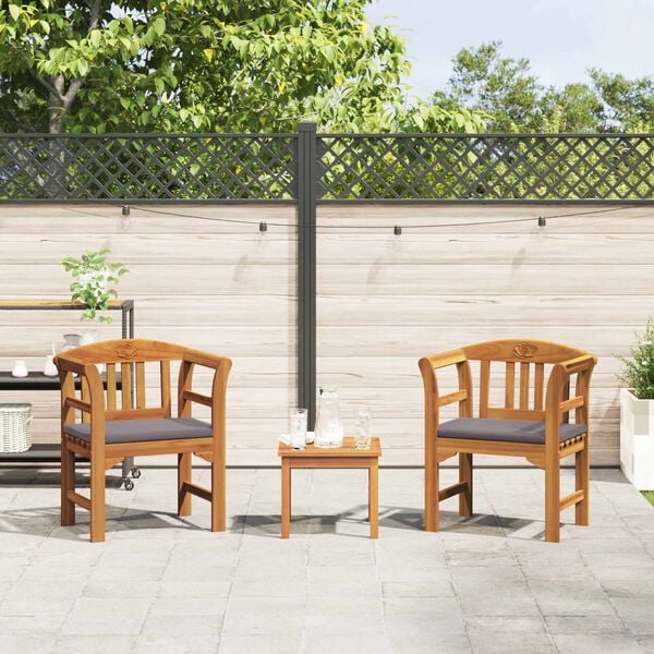 vidaXL M&ouml;belset mit Kissen 3 pcs Natur Massivholz Akazie