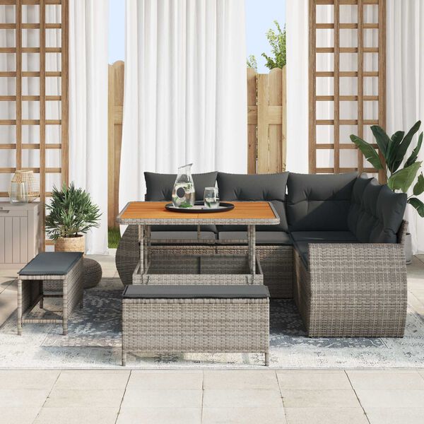 vidaXL Gartensofa-set 8 pcs Grau Poly-Rattan