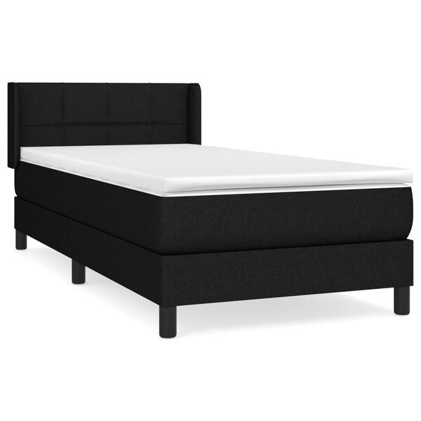 vidaXL Boxspringbett mit Matratze Schwarz 100x200 cm Stoff