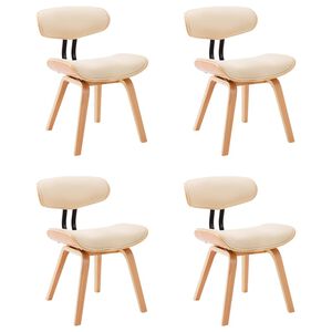 vidaXL Esszimmerst&uuml;hle 4 Stk. Creme Bugholz und Kunstleder