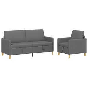 vidaXL Sofa Set mit Stauraum 2 stk. Dunkelgrau Polyester