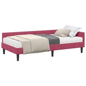 vidaXL Eckbettgestell mit Matratze 2 stk. Weinrot 90 x 190 cm Samt