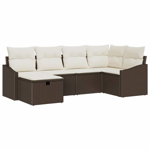vidaXL Sofa Set mit Kissen 6 pcs Braun und Creme Poly-Rattan
