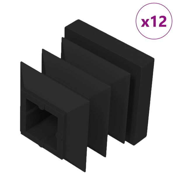 vidaXL Endkappen 12 pcs Schwarz 15 x 15 x 15 mm PP