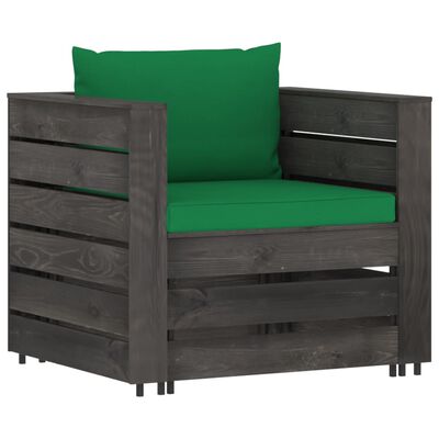 vidaXL 2-tlg. Garten-Lounge-Set mit Kissen Grau Imprägniertes Holz
