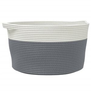 vidaXL Aufbewahrungskorb Grau und Wei&szlig; &Oslash;40x25 cm Baumwolle
