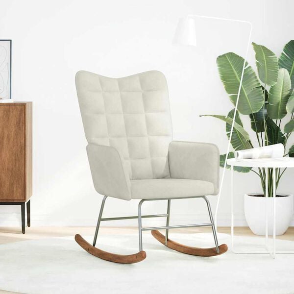 vidaXL Schaukelstuhl Creme Samt