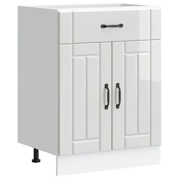 vidaXL K&uuml;chen-Unterschrank Lucca Hochglanz-Wei&szlig; Holzwerkstoff