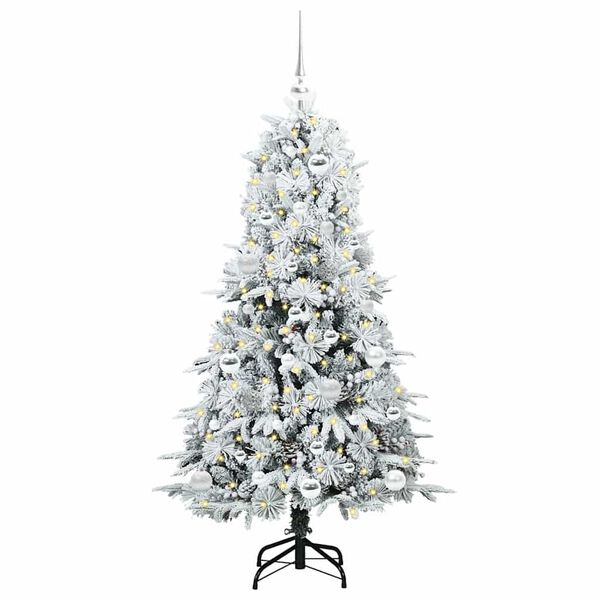 vidaXL K&uuml;nstlicher klappbarer Weihnachtsbaum Wei&szlig; 150 cm PE und PVC