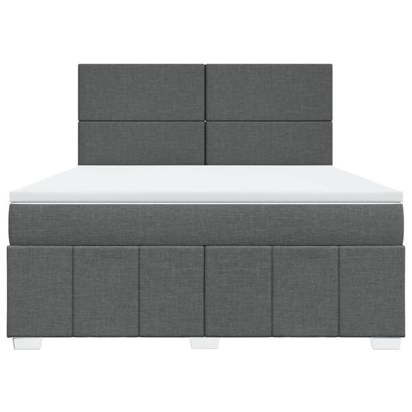 vidaXL Boxspringbett mit Matratze Dunkelgrau 180x200 cm Stoff
