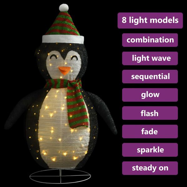 vidaXL Weihnachtsdeko LED Pinguin Luxus-Stoff 90 cm